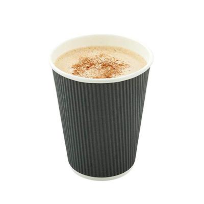 China China Ripple Disposable Biodegradable Wallpaper Cup With Lids For Hot Coffee for sale