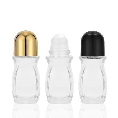 China Custom Frosted Personal Care Roll On Bottles 30ml Perfume Oil Roll On Glass Bottle With Rollball Black Or Gold Cap Bottle Roll On 50ml for sale