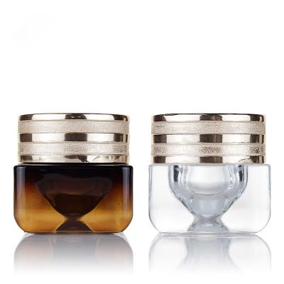 China Empty Frosted Glass Cosmetic Jar Eye Skin Care Packaging Eye Cream Jar Wholesale Cosmetic Concentrate Glass Jar With Cap Aluminum Jar for sale