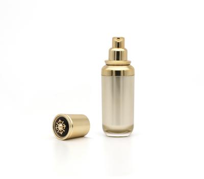 China Cosmetic Flower Cover Pressure Bottle Acrylic Set Toner Pump Lotion Gold Bottle Cosmetic Cream Bottle for sale