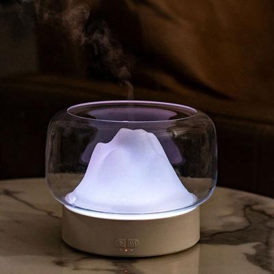 China Car Aroma Diffuser 400ML Mountain View Essential Oil Aromatherapy Diffuser With Humidifier Warm And Lamp Color LED for sale