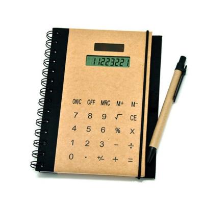 China Electronic Hardcover Book Notebook With Calculator Pen Private Label Logo 8 Digit Solar Power Promotional Gift Customized Notepad Calculator for sale