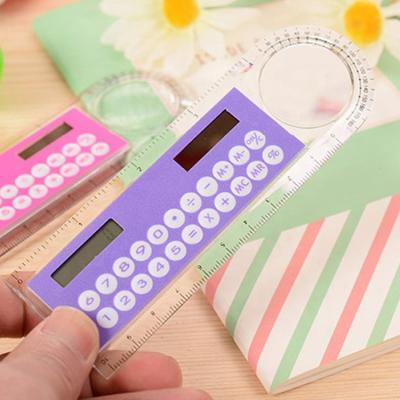 China LCD 8 Digits Show Student Ruler Calculator with 10CM Magnifier Ruler Magnification Calculator 8 Transparent Digits Fancy Design for sale