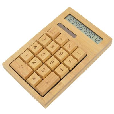 China New Design Novelty Promotion Gifts 12 Digit Dual Power Bamboo Eco-friendly Material Calculator Desktop Calculator General Purpose Calculator for sale