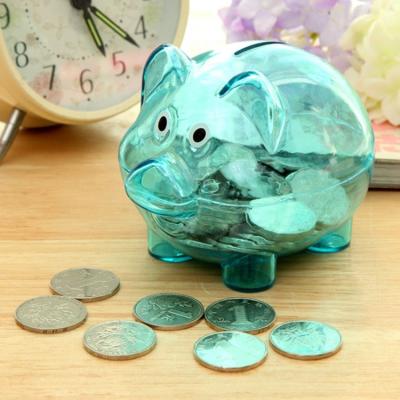 China Plastic Christmas Piggy Bank Coin Saving Bank Tin Can Pig Transparent Hog Jar Wholesales Promotional Gift For Kids Student Children for sale