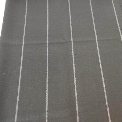 China Double faced 100% vertical striped gray black wool tweed fabric wide ribbon worsted plaid wholesale for sale