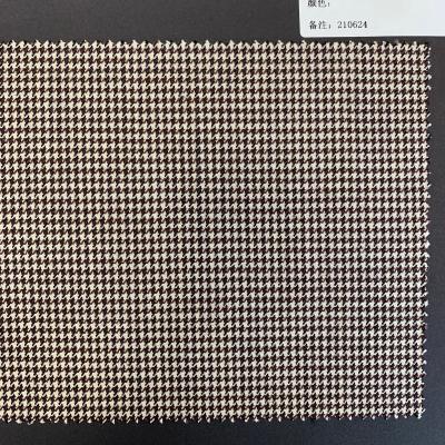 China Double Faced New Small Black Coffee Fabric 100% Houndstooth Worsted Wool Fabric for sale