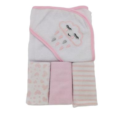 China Hot Sale Baby Girls Hooded Washcloth Embroidery Towel Super Soft Soft Bath Towel for sale