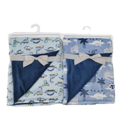 China Anti-Static Boys Double Diaper Print And Solid Mink Super Soft Mink Baby Blanket for sale