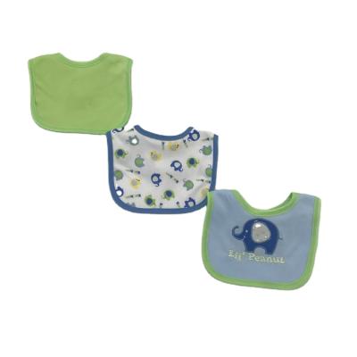 China Hot Sale High Quality Washable 35% Cotton 65% Polyester 3pk Embroidered Baby Bib Set for sale