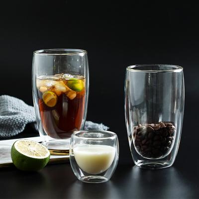 China Food Grade Double Wall Glass Milk Cup Couples Disposable Heat Resistant Cups for sale