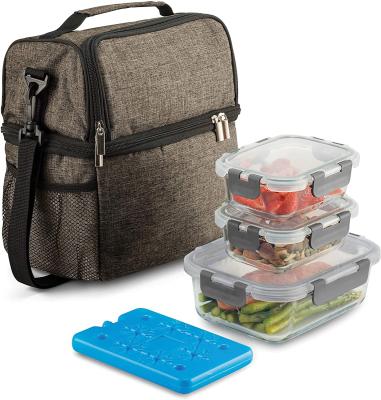 China Heat Resistant 8-Piece Insulated Lunch Box Set - Insulated Lunch Bag For Women Men - 6 Pc Glass Food Container Set for sale