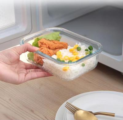 China Office Lunch Container Glass Food Heat Resistant Box With Lid for sale