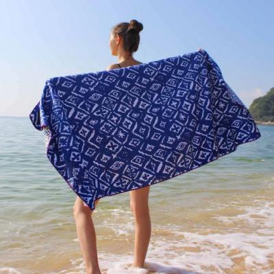 China Sublimation Printing RPET Sand Waffle Beach Towel Viable Personalized Durable Custom Print for sale