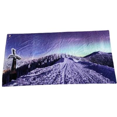 China Viable custom made high quality sublimation printing cotton velor summer beach towels with custom logo for sale