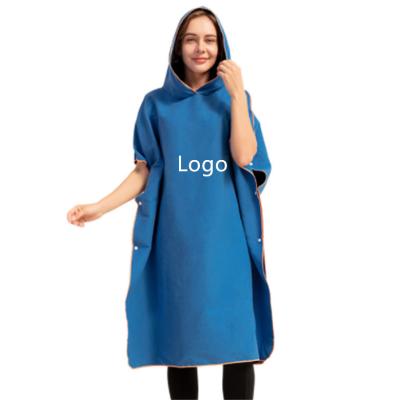 China Custom Logo Poncho Towel Microfiber Sand QUICK DRY Free Dry Robe With Hood for sale