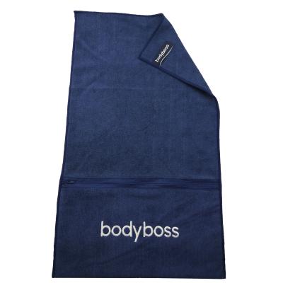 China China Suppliers QUICK DRY custom logo workout towel microfiber sports collect gym towel with zipper pocket for sale