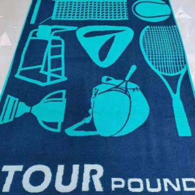 China 100% Cotton Jacquard Bath Towel Custom Logo Velvet Woven Jacquard Tennis Towel for sale