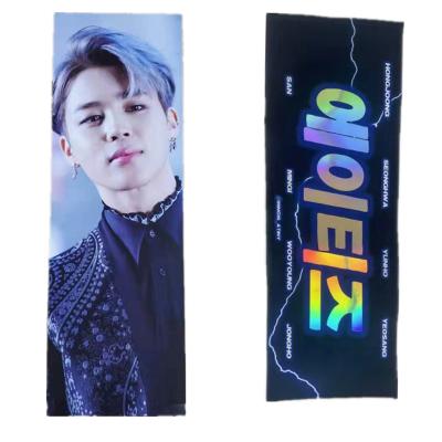 China Custom Kpop Double Side Printing Gift Laser Fabric Reflective Slogan Banner Holographic Towel for sale