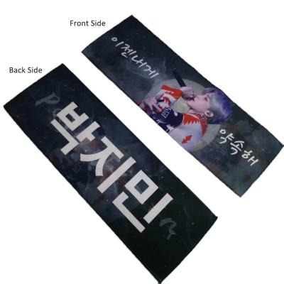 China Promotional gift personalized thoughtful QUICK DRY double sided printed advertising concert gathering slogan towel superdry wholesale for sale