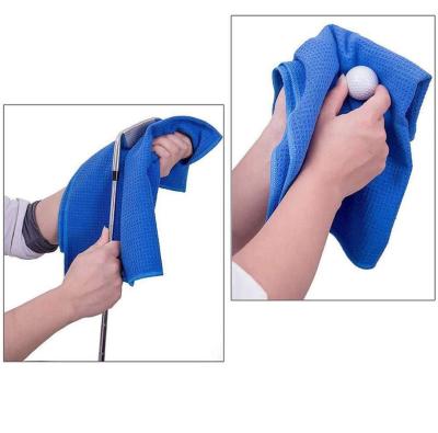 China High Quality QUICK DRY Microfiber Waffle Towels Custom Logo Golf Towel With Hook for sale