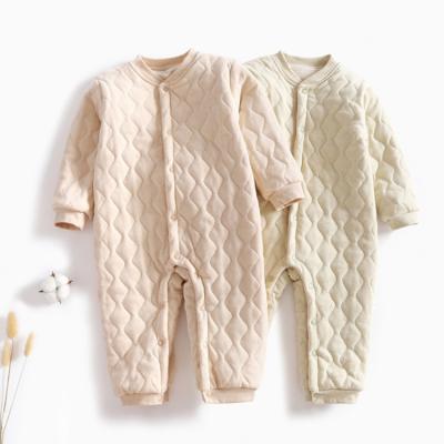 China Winter Romper Kids Lattice Baby Long Sleeeves Newborn Babies Boys Infant Cute Warm Soft Button Long Sleeve 0-12 Months Kids Romper for sale