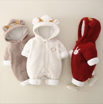 China Warm Infant Long Sleeeves Cotton Hoodie Baby Boy Girls Clothes Unisex Newborn Rompers Toddler Outwear Cute Clothing 3M-12m Overalls for sale