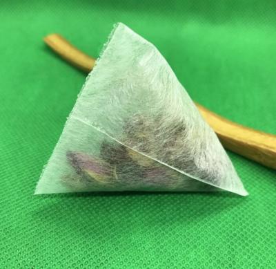 China Empty Tea Bag Tea In PLA Bags Heat Sealed Triangular Tea Bag Corn Biodegradable Fiber Tea Bags for sale