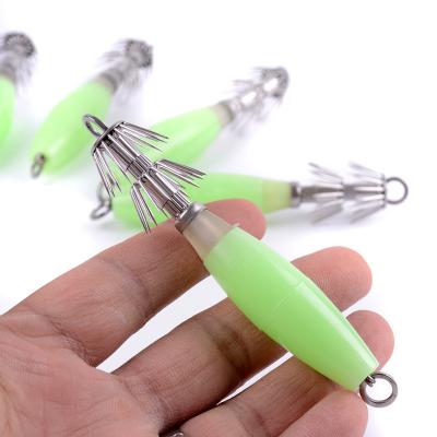 China Lead Material Fishing Lure In Hook Running Luminous Glow Squid Fishhooks 15g 10cm 32 Hook Fishing Accessories for sale