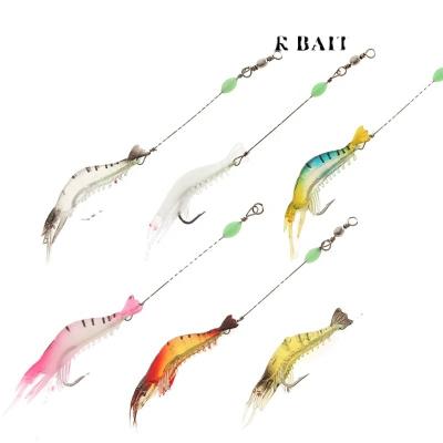 China Durable 9cm Shrimp 6g Luminous Silicon Soft Artificial Bait With Hooks Swivels PESCA Sabiki Rigs Fishing Tackle for sale