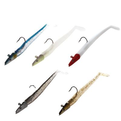 China 23g 12.5cm Soft Lure Silicone Sandeel Lure Fishing Jig Lure Artificial Bait With 12.5cm Lead Jig Head for sale