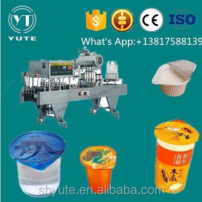 China APPAREL fruit juice/jelly/milk/pudding/cold drinks filling and sealing machine with print date and sterilize with ultravioletlay for sale