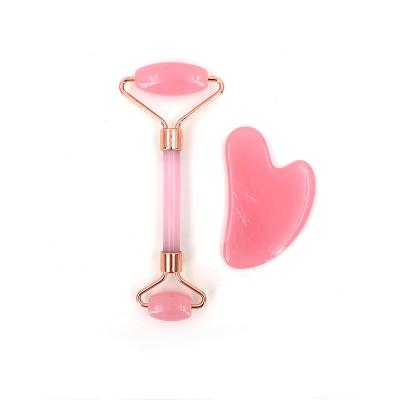 China Wholesale 100% Natural Genuine Rose Quartz Jade Facial Massage Roller Face Tool for sale