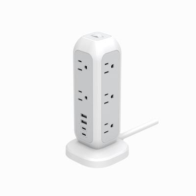 China Safty extension lead with USB C ports, power strips with 11 way outlets 4 USB surge protection plug (4.5A, 2 type C and 2USB-A port) for sale