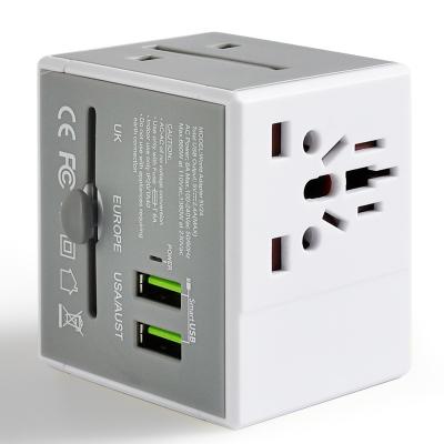 China Safty All In One Multi Sockets International Global Universal Travel Adapter With 2 USB Port for sale