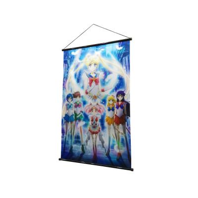 China Eco - Friendly Custom Wall Hanging Roll Polyester Banner With Plastic Pole For Decoration Or Advertising for sale