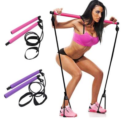 China Multifunctional Portable Pilates Bar Body Workout Yoga Exercise Pilates Stick With Resistance Band Pilates Bar for sale