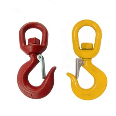 China Heavy Industry Steel Rigging Drop Forged S322 Lifting Crane Swivel Hook USA Type Heavy Chain Hoist With Safety Lock for sale