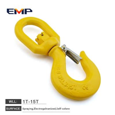 China General Industry Rigging Steel US Type Drop Forged S322 Heavy Chain Hoist Hoisting Crane Swivel Hook With Safety Latch for sale