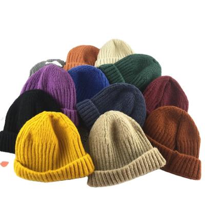 China COMMON Soft Elastic Striped Hat Knitted Hat Skullies Gorros Winter Wool Beanie Hat Women Hip Hop Sports for sale