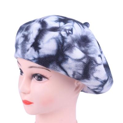 China Dobby Winter Women Tie Dye Beret Hat Artist Warm Hat for sale