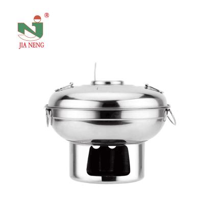 China Easily Cleaned Catering Thai Buffet Tom Yum Kung Soup Seafood Stainless Steel Hot Pot With Alcohol Stove for sale