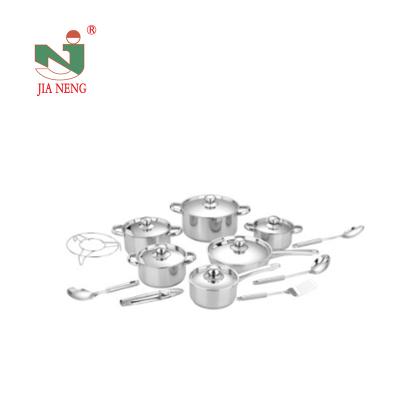 China Sustainable Sale 18pcs Stainless Steel Cookware Set Casserole Sauce Pot Soup Stock Hot Pot Frying Pan Skillet Hot Pot Set With Spoon for sale