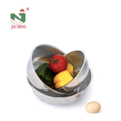 China Vegetable Micro-perforated Colander Stainless Steel Viable Drainage Strainer Basket Drainer Stainless Steel Colander for sale