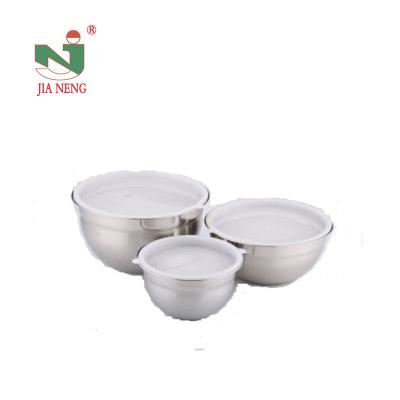 China Sustainable High Quality Stainless Steel Mixing Bowl With Lid s/s Salad Bowl Food Prep Containers for sale