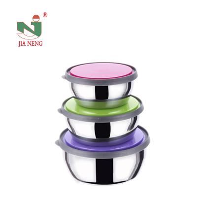 China 3pcs Freshness Preservation Set Stainless Steel Tiffin Bowls/Food Container/Salad Bowl Set for sale