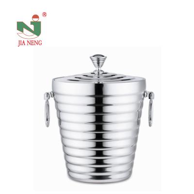 China Sustainable Double Walled Stainless Steel Ice Bucket With Tongs Chiller Bin Basket For Parties, BBQ And Buffet for sale