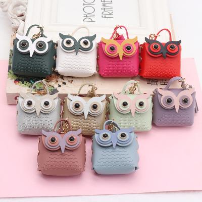 China High Quality Manufacturer Spot Double-Sided Pu Leather Owl Keychain 18 Spot Cartoon Owl Change Bag Keychain 18 Color for sale