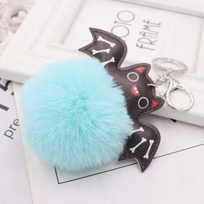 China Halloween Plush Props Hanging Key Chain High Quality Cartoon Plush Leather Bat Bag Popular Children's Pendant Key Chain for sale