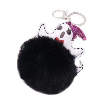 China New Halloween Key Chain Party Gift High Quality Newcomer Ghost Props Plush Ball Pompom Bag Key Chain for sale